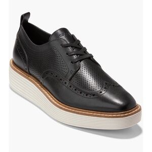 Cole Haan OriginalGrand Platform Wingtip Derby Oxford Shoes - Black/Ivory